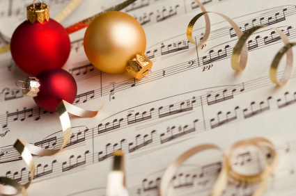Red & Gold ornament with music sheet